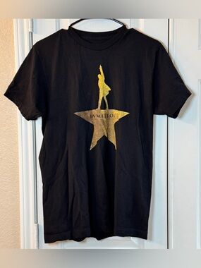 Hamilton Musical Shirt Mens Medium Broadway Black Gold Logo Graphic 100% Cotton